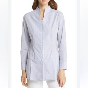 Ming Wang Pinstripe Peplum Tunic Shirt size medium